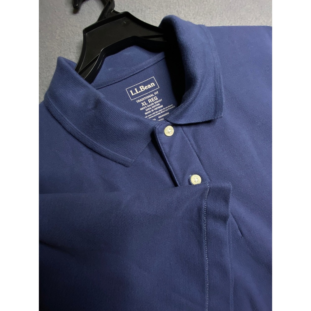LL Bean Mens‎ Traditional Fit Polo Shirt XL Reg Blue Short Sleeve Pocket Cotton